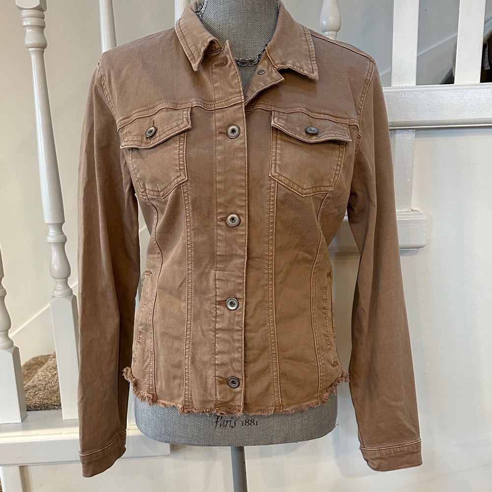 Tribal denim style khaki jacket